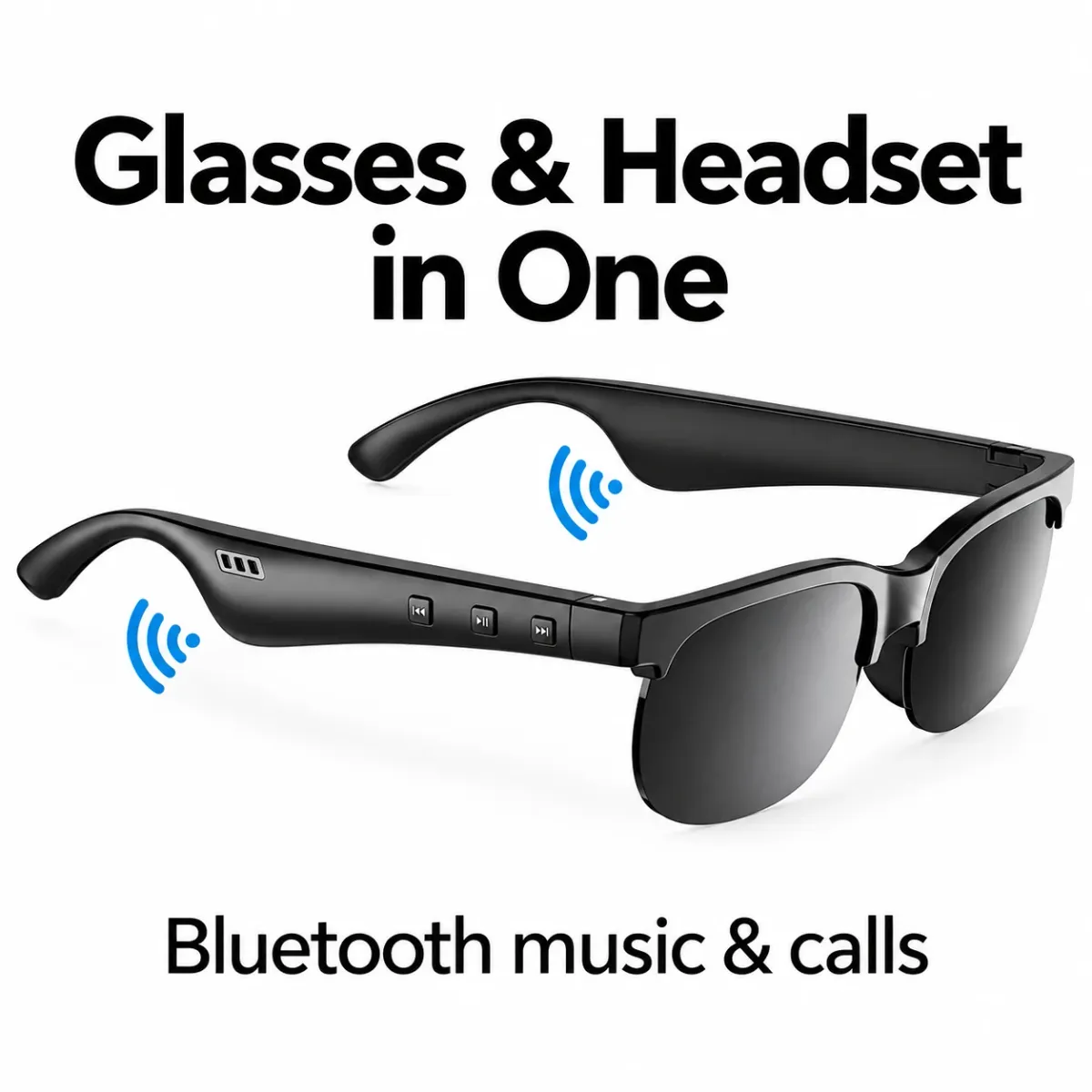 ANKRIYUL Bluetooth 5.4 Audio Glasses with Microphone — White & Black