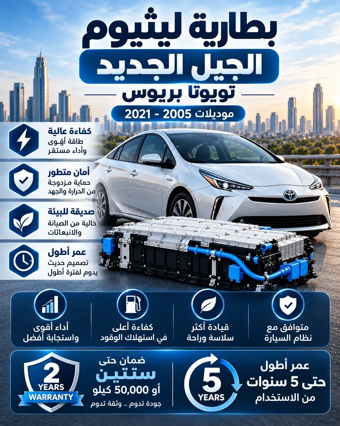 بطارية ليثيوم الجيل الجديد لتويوتا بريوس 2005–2021
